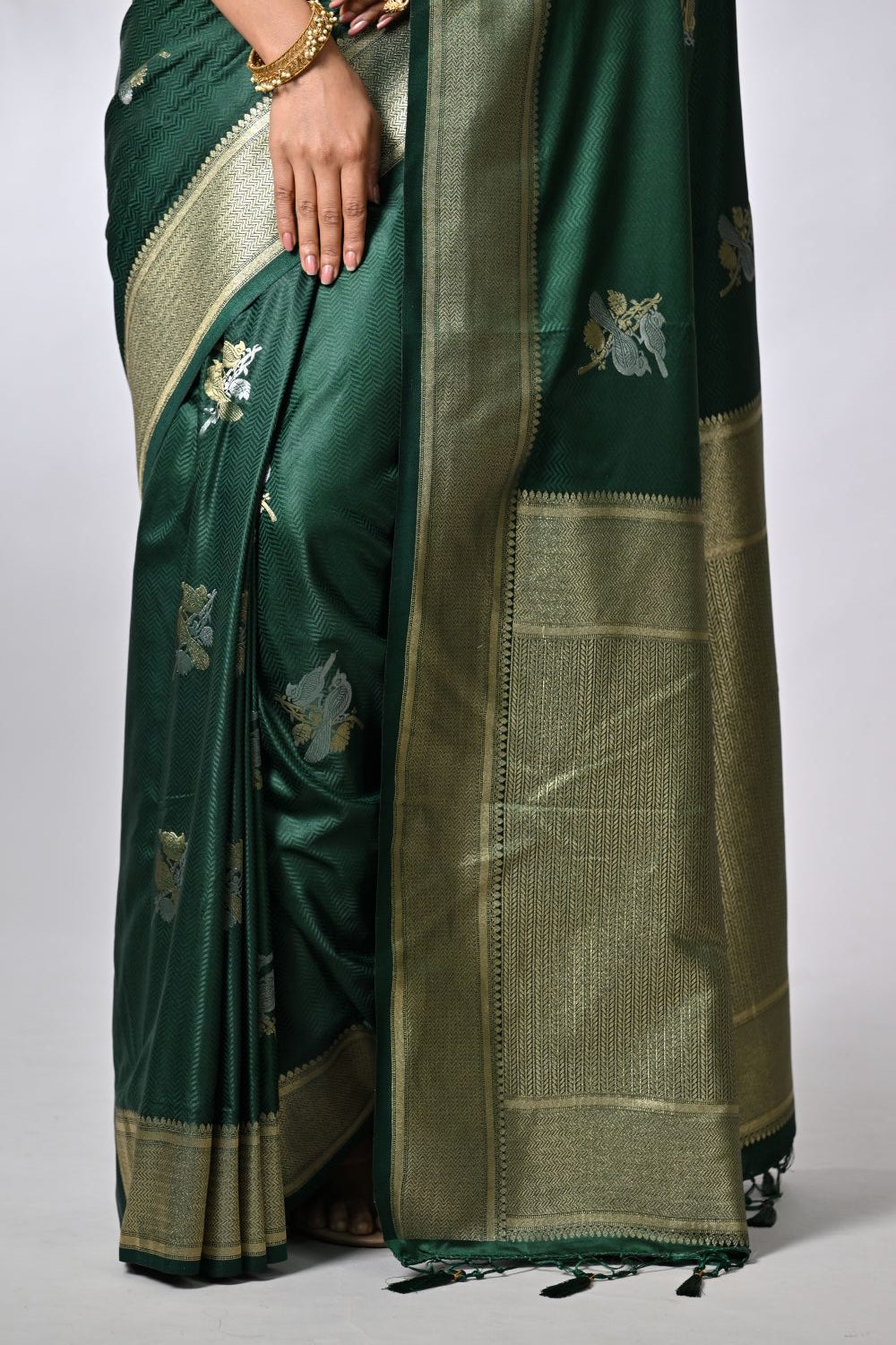 Bottle Green Mashru Silk Sarees