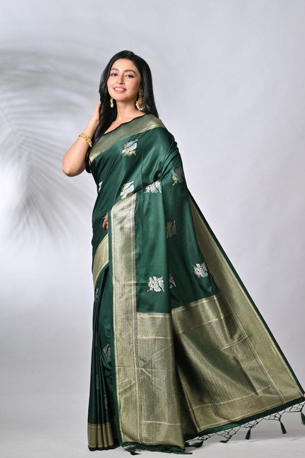 Bottle Green Mashru Silk Sarees