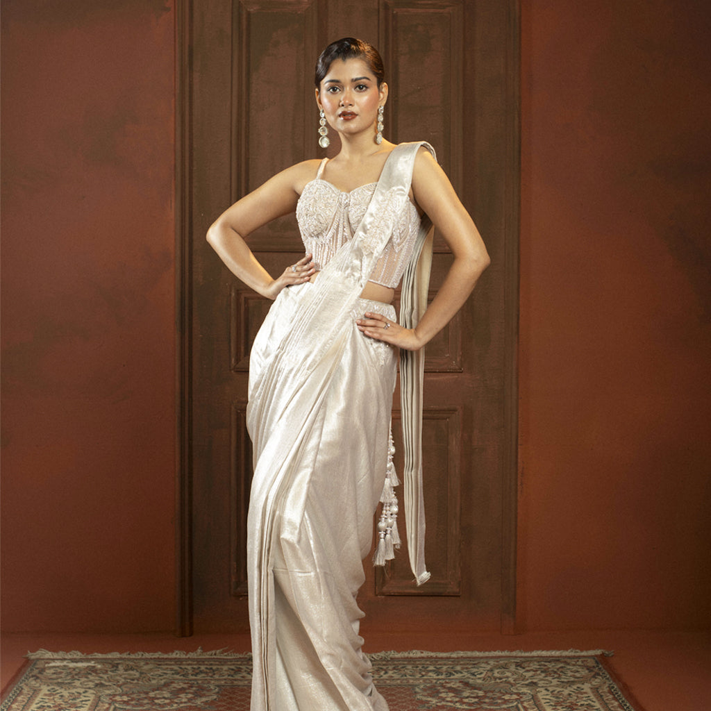 Helen Silver Indo Western Designer Saree