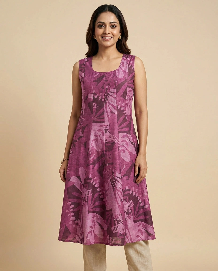 Mauve Kurti Long in Chinon - Rangoli India