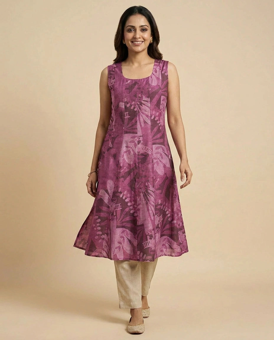Mauve Kurti Long in Chinon - Rangoli India