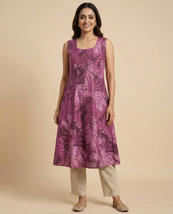 Mauve Kurti Long in Chinon - Rangoli India
