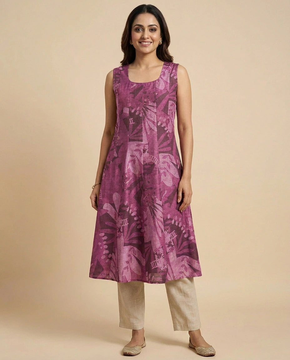 Mauve Kurti Long in Chinon - Rangoli India