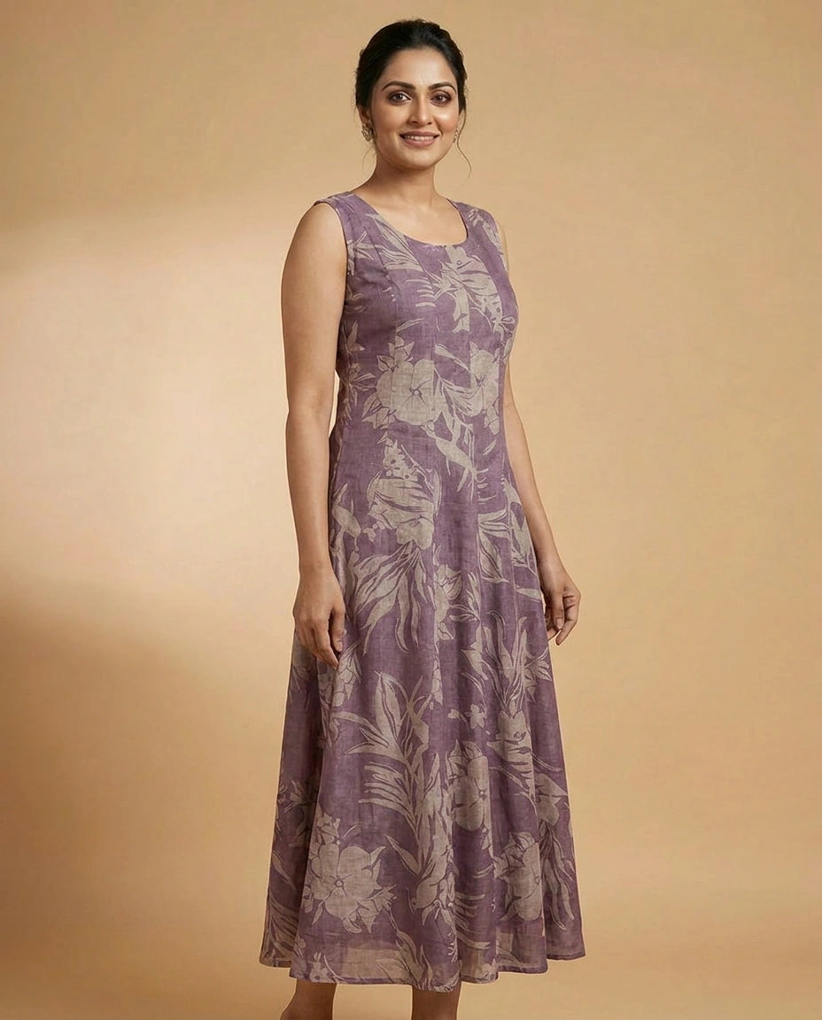 Lavender Kurti Long in Chinon - Rangoli India