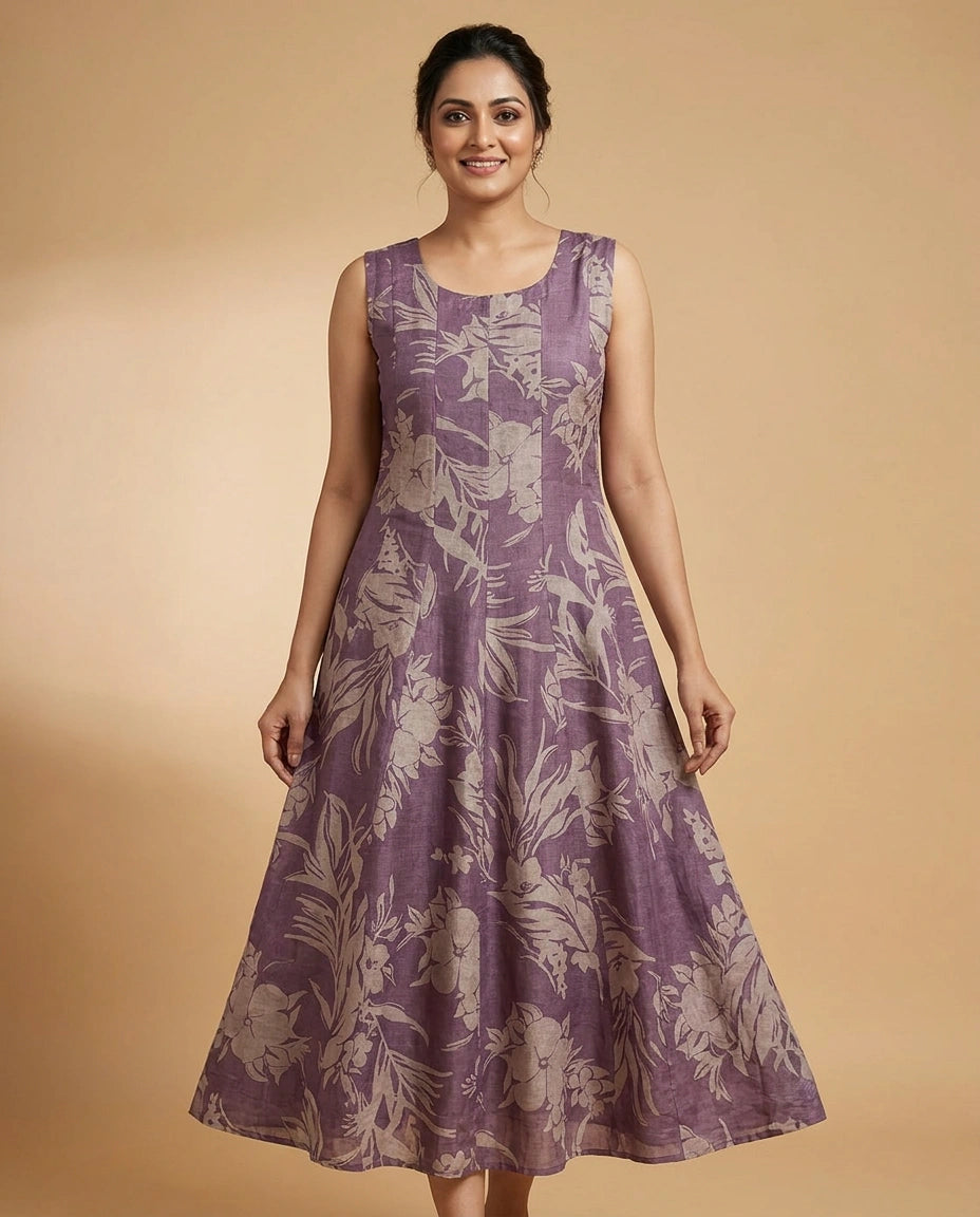 Lavender Kurti Long in Chinon - Rangoli India