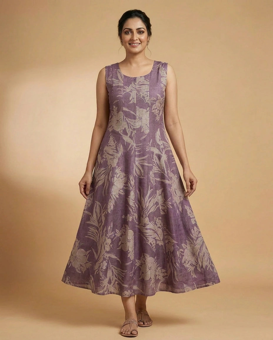 Lavender Kurti Long in Chinon - Rangoli India