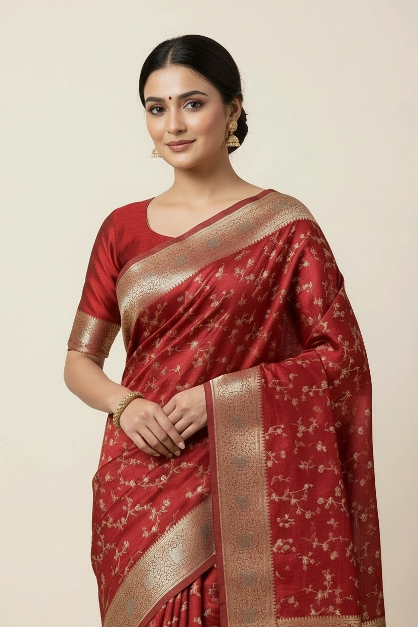 Satin Silk Bridal Banarasi Saree for Sangeet Floor