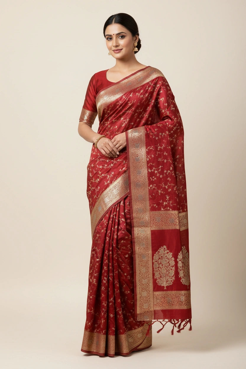 Satin Silk Bridal Banarasi Saree for Sangeet Floor