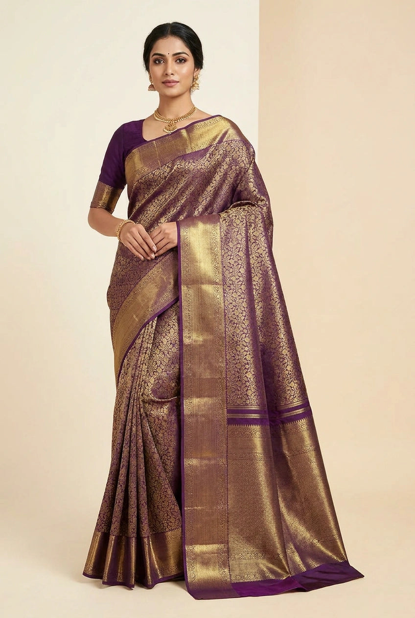 Silk Katan Kanchipuram Saree with Rich Zari Border