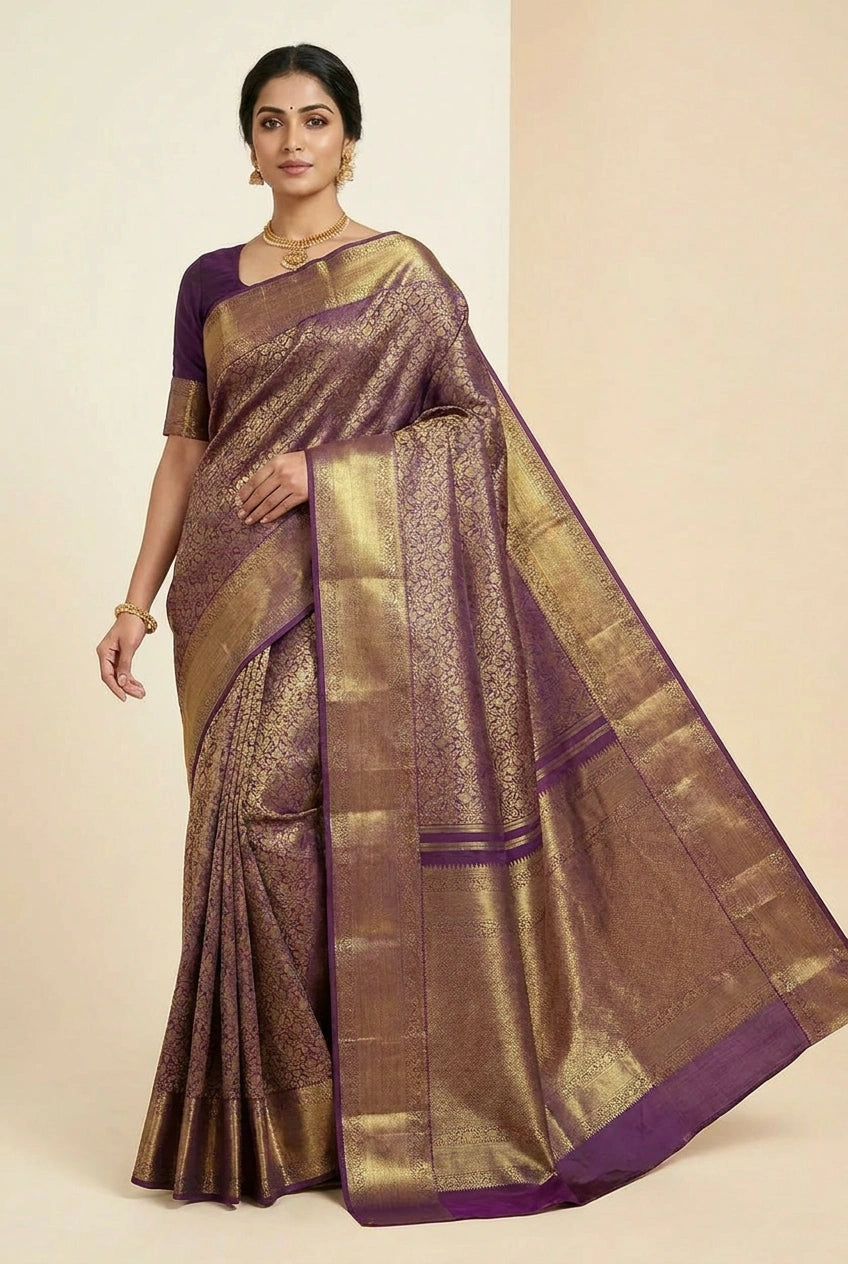 Silk Katan Kanchipuram Saree with Rich Zari Border