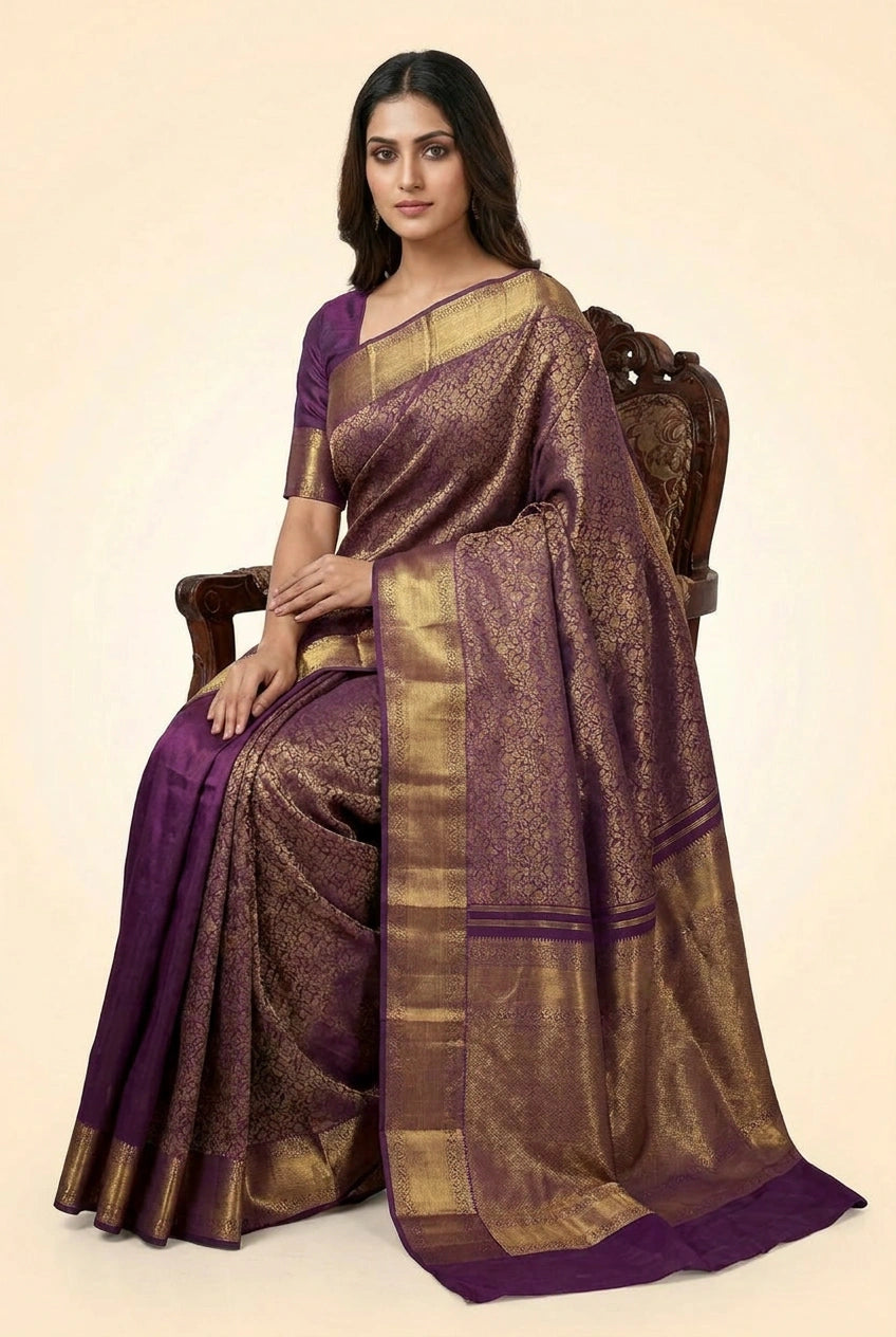 Silk Katan Kanchipuram Saree with Rich Zari Border