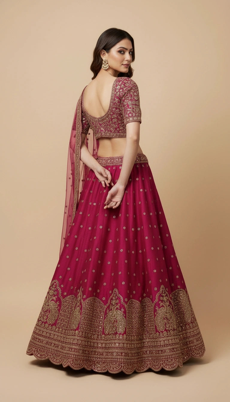 Rani Red Raw Silk Lehenga Set for Bridal Occasions