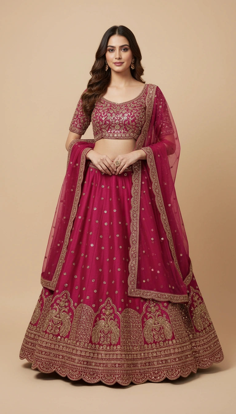 Rani Red Raw Silk Lehenga Set for Bridal Occasions