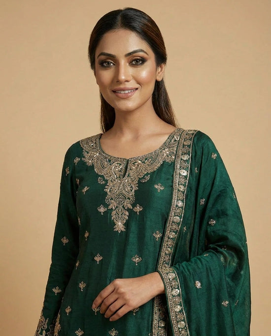 Chinon Sharara Suit with Resham Embroidery