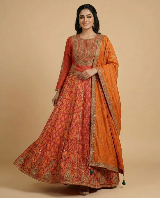 Red Dola Silk Peplum Lehenga with Embroidered Jacket - Rangoli India