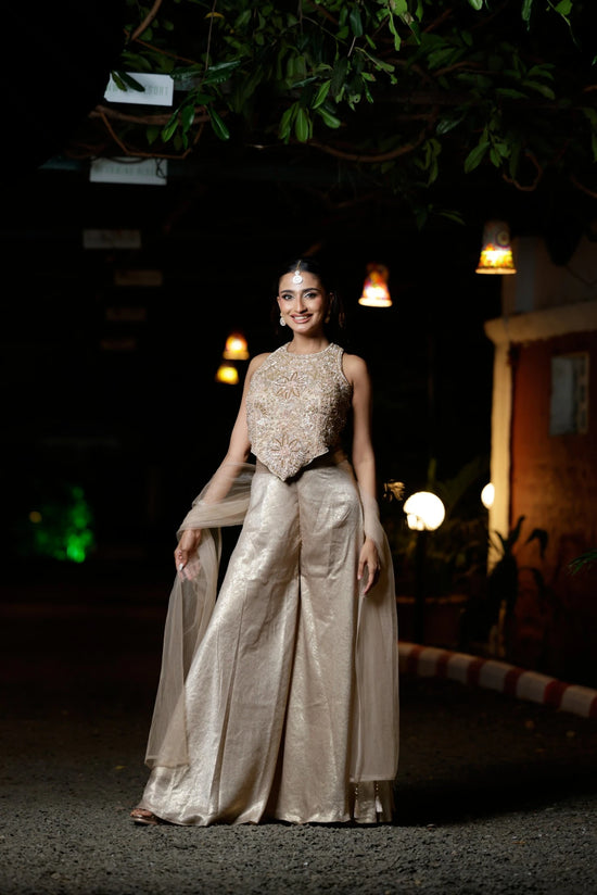 Gold Tissue Choli Palazzo Set