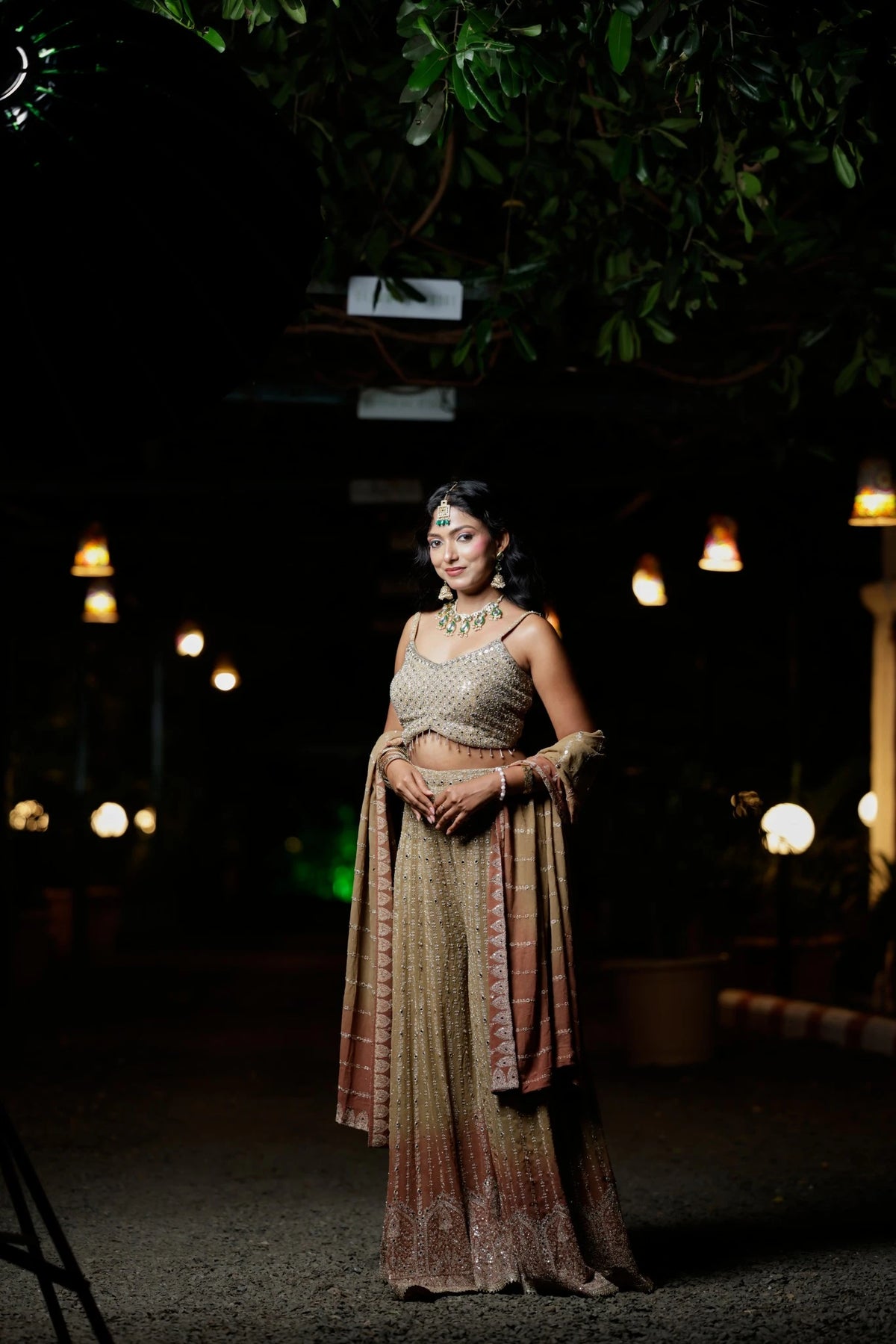 Beige Georgette Palazzo Suit
