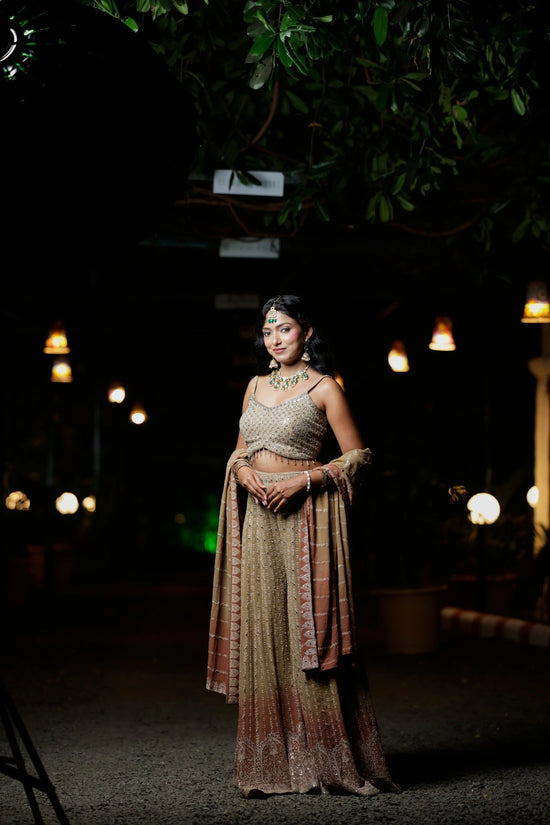 Beige Georgette Palazzo Suit