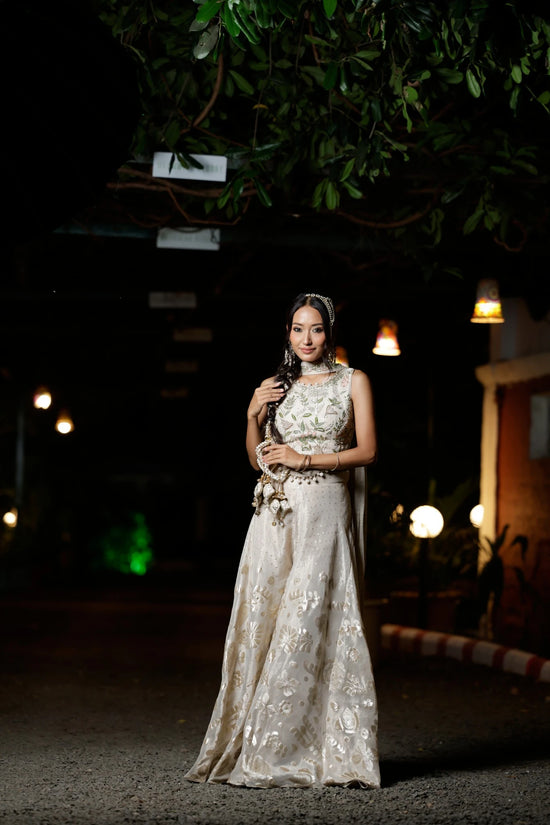 Beige Short Choli Co-ord Set