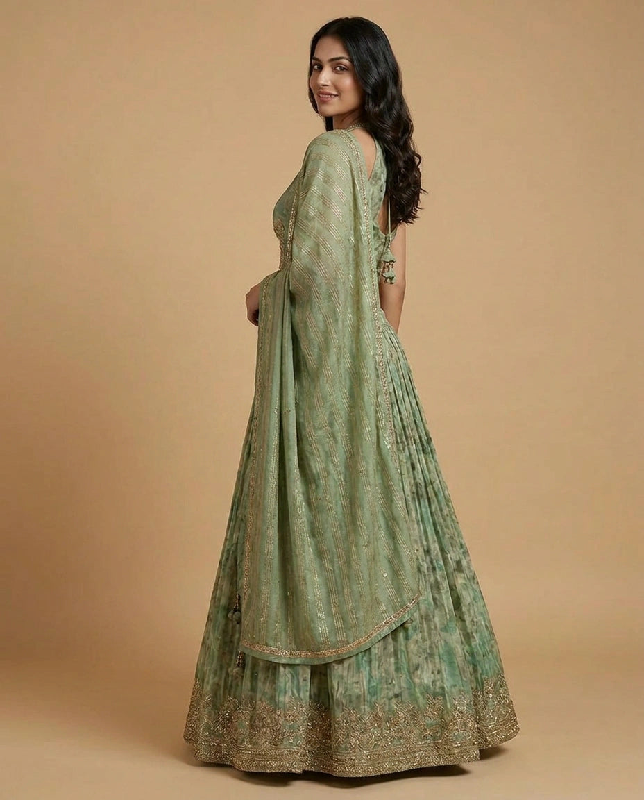 Dola Silk Lehenga with Cutdana and Stone Embellishment for Women - Rangoli India