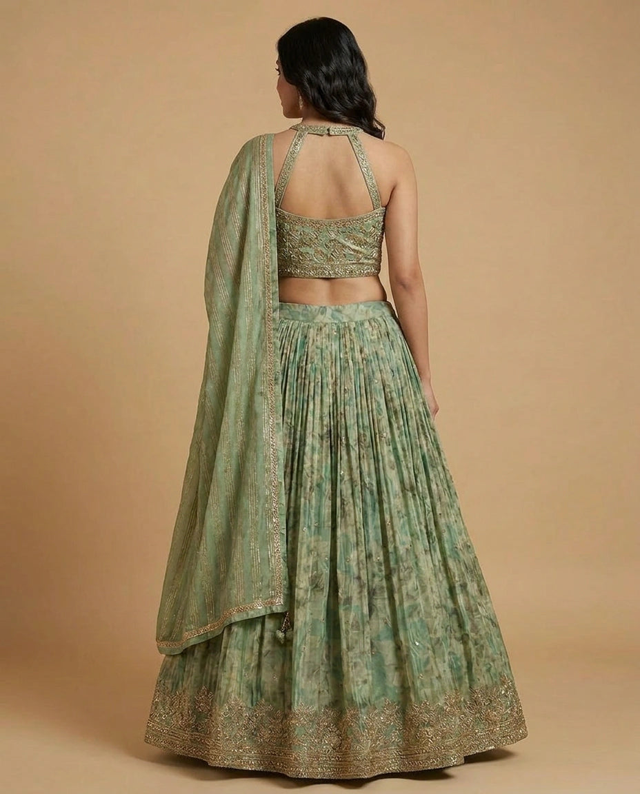 Dola Silk Lehenga with Cutdana and Stone Embellishment for Women - Rangoli India