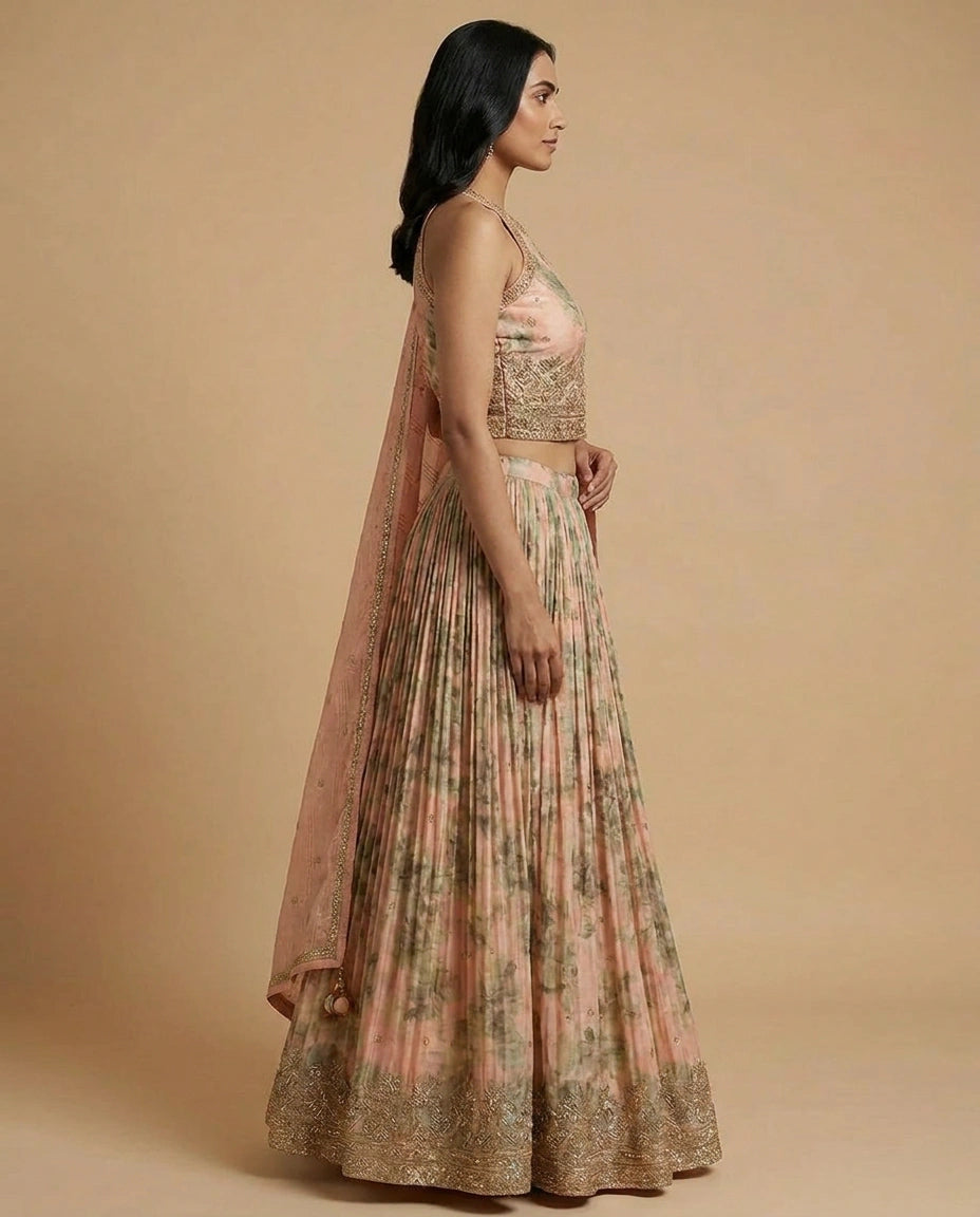 Dola Silk Lehenga with Cutdana and Stone Embellishment for Women - Rangoli India