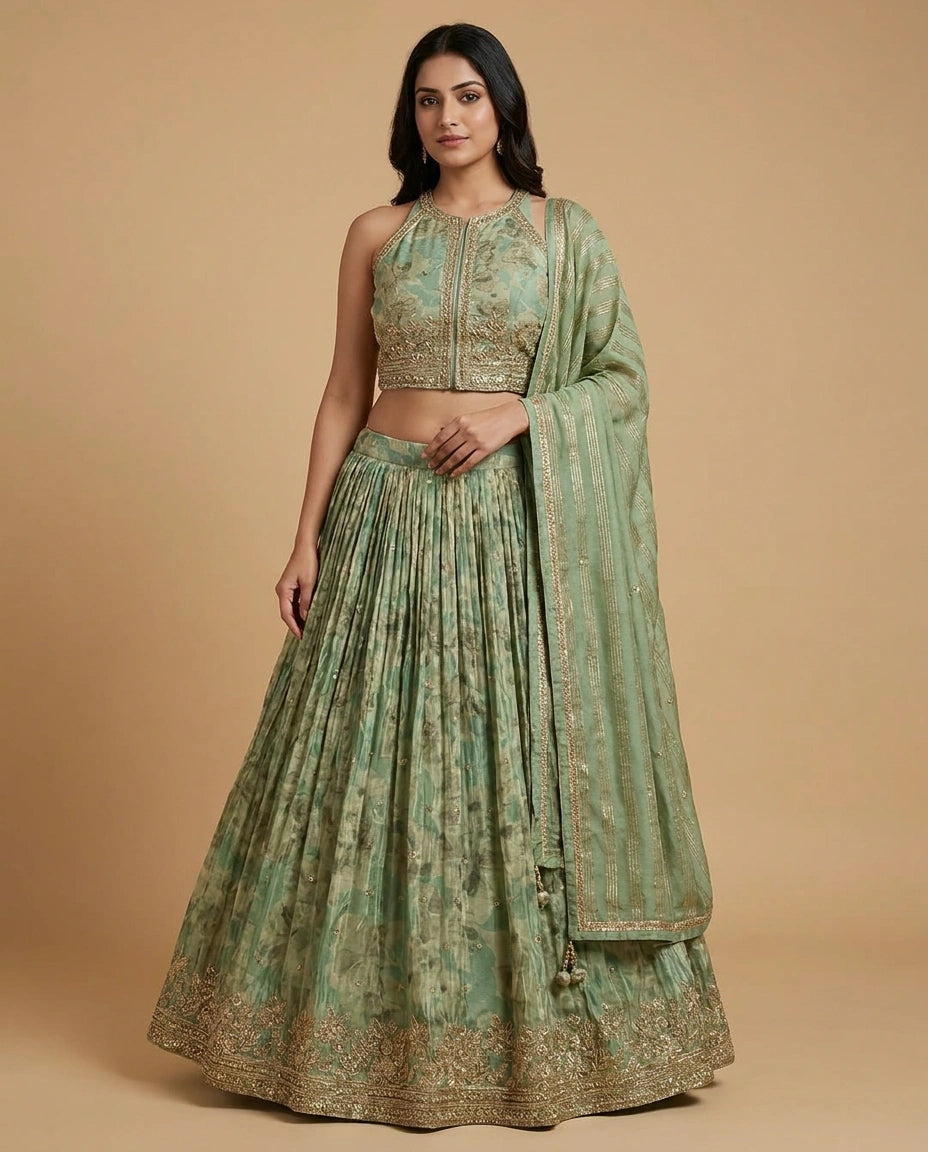 Dola Silk Lehenga with Cutdana and Stone Embellishment for Women - Rangoli India