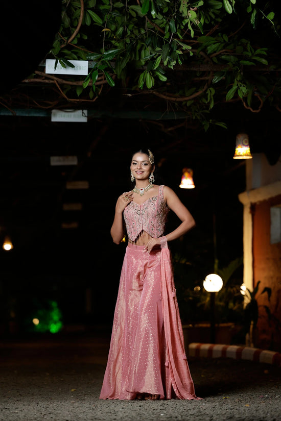 Tissue Short Choli Palazzo Set