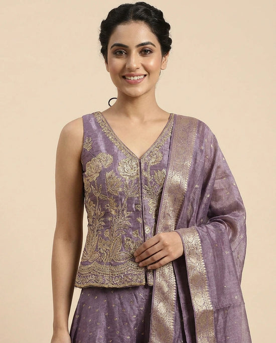 Long Choli Co-ord Set Set Tissue - Rangoli India