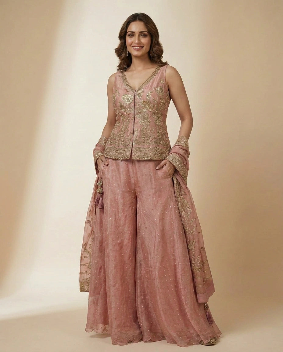 Long Choli Co-ord Set Set Tissue - Rangoli India