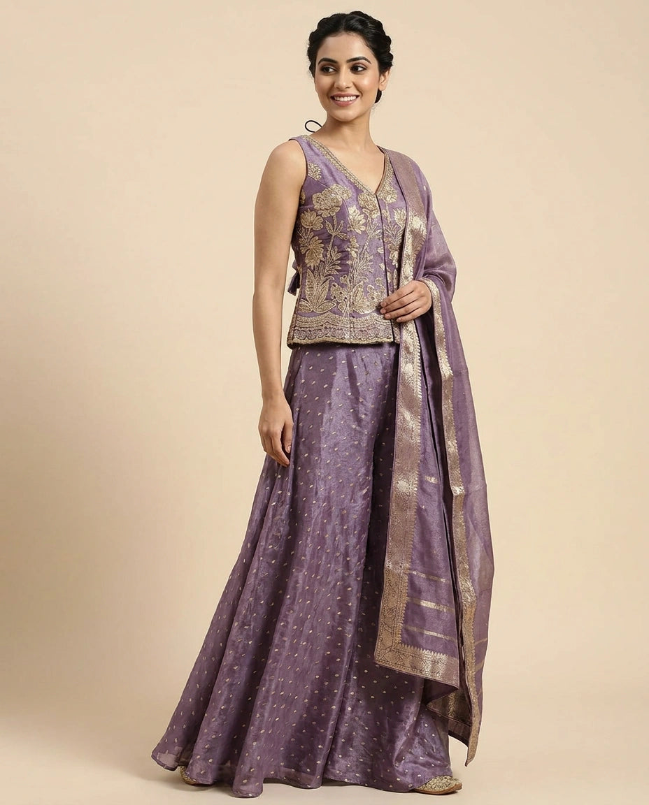 Long Choli Co-ord Set Set Tissue - Rangoli India