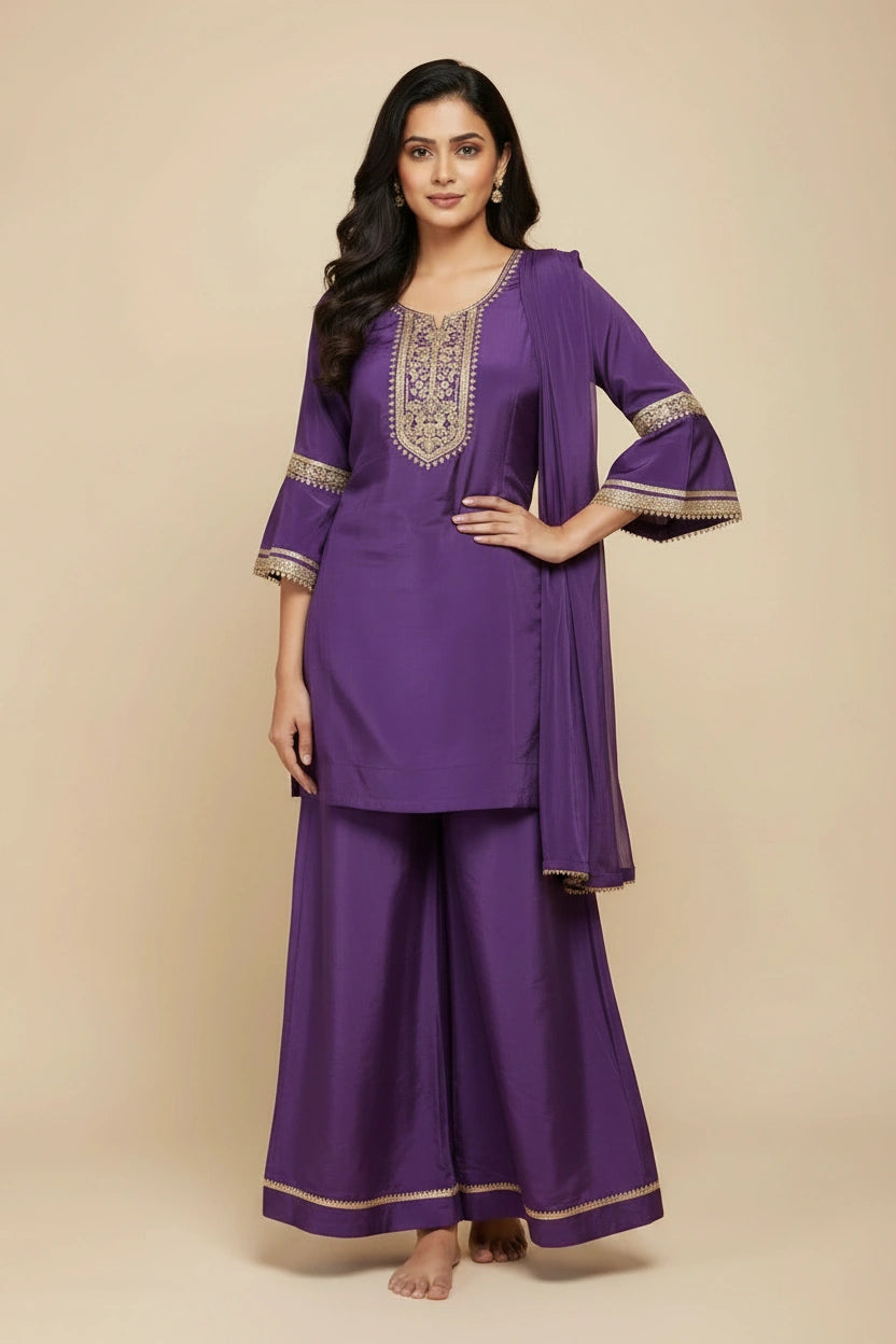 Artisan Crepe Silk Patiala Salwar Suit | Rangoli