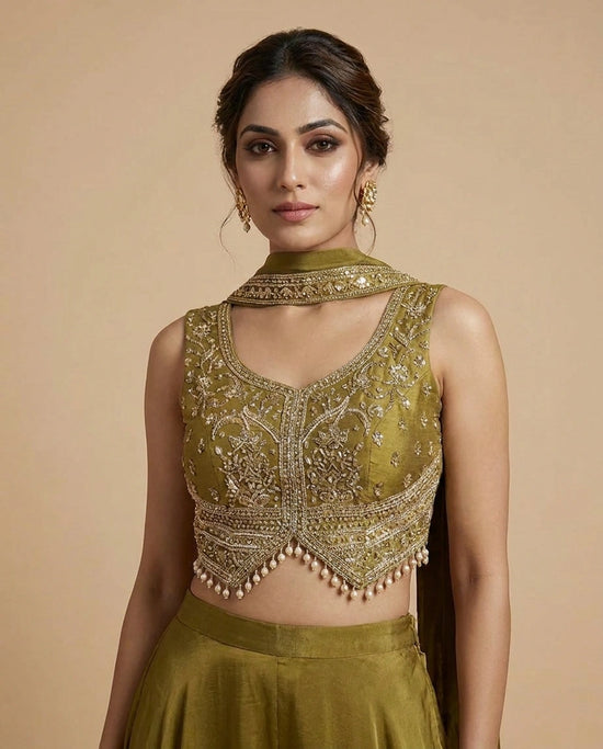 Crepe Silk Choli Palazzo Set - Rangoli India