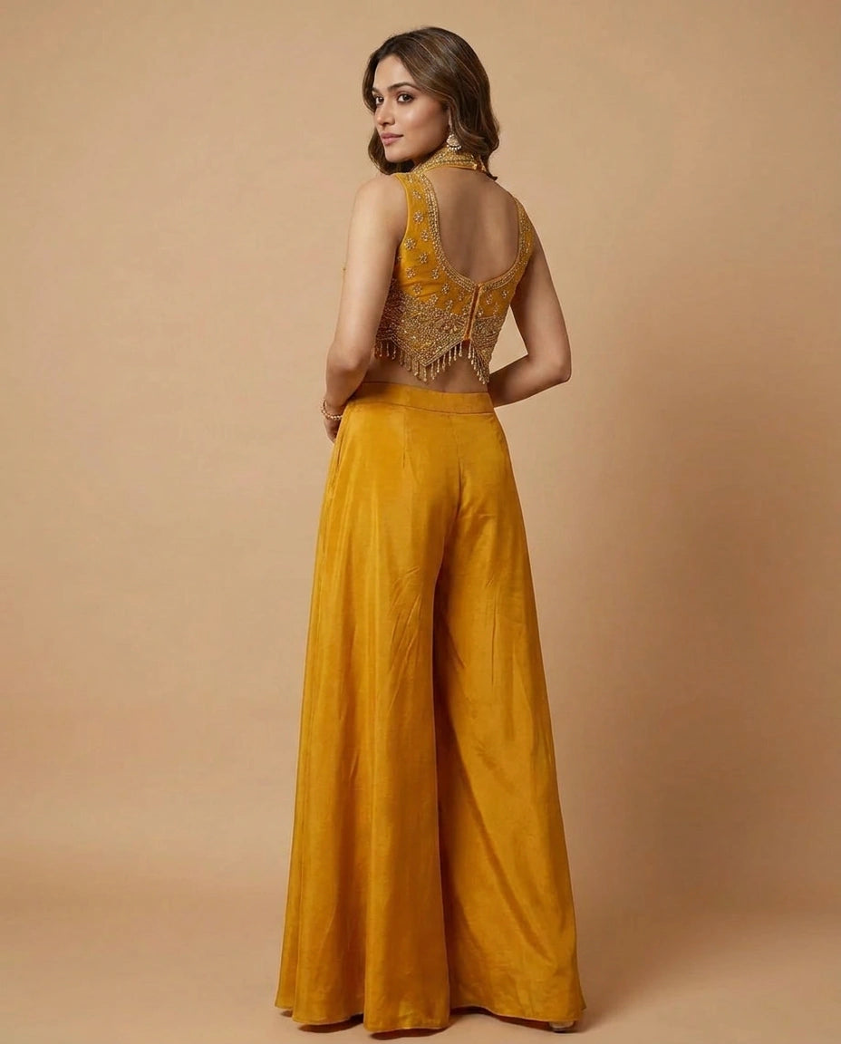 Crepe Silk Choli Palazzo Set - Rangoli India