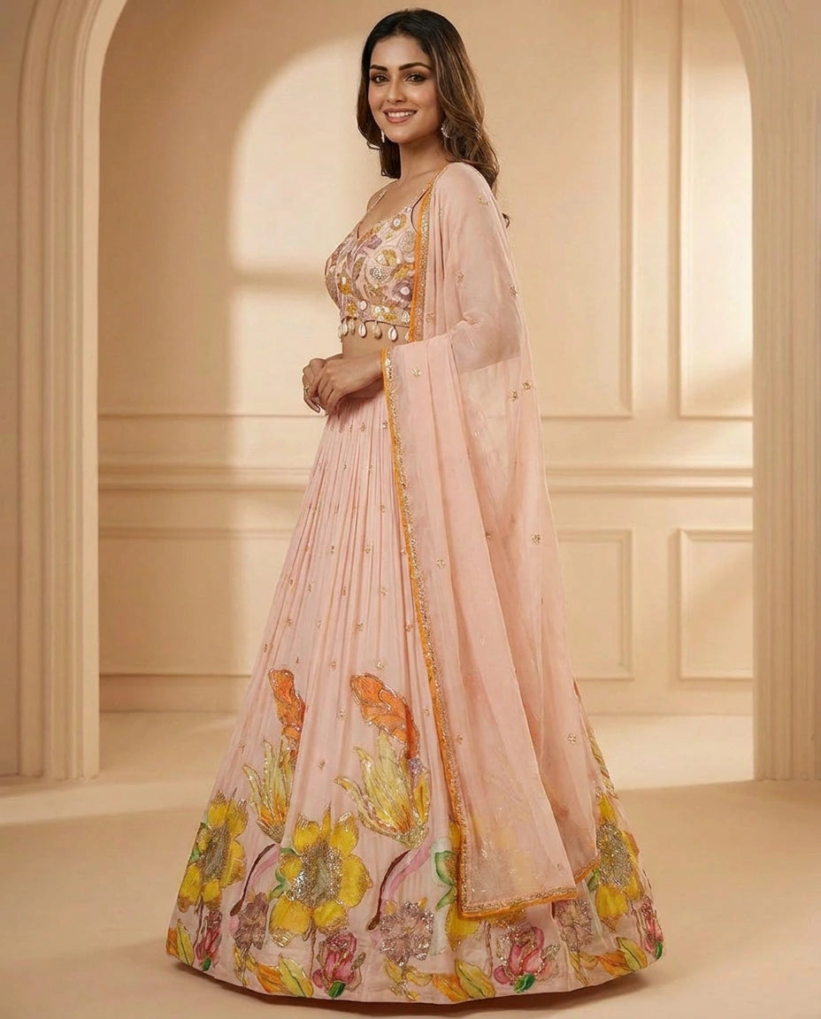 Chinon Croptop Lehenga - Rangoli India