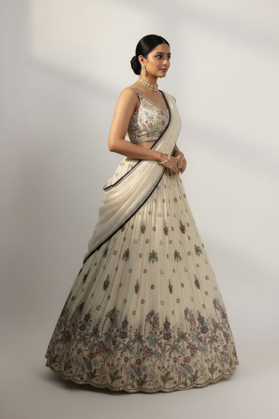 Designer Tissue Lehenga Crop Top Set - View 2 | Rangoli