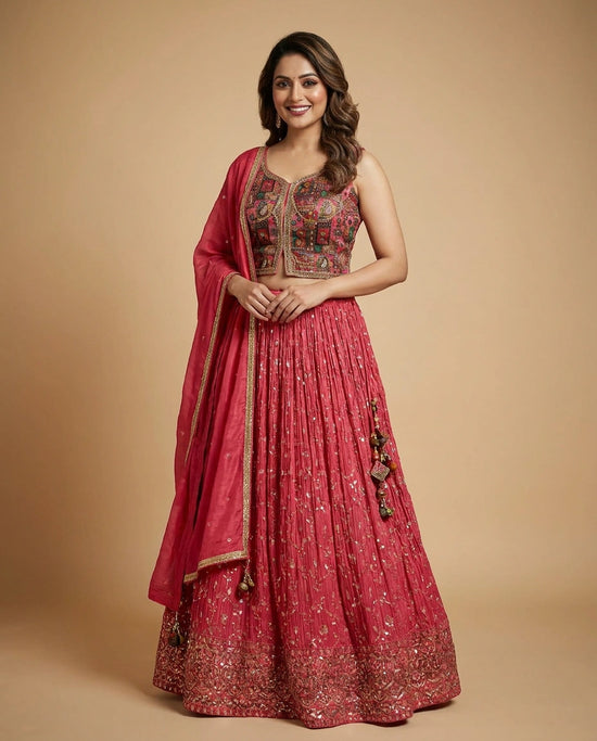Chinon Croptop Lehenga - Rangoli India