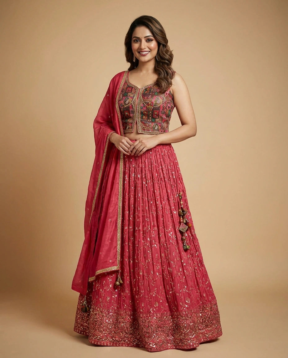 Chinon Croptop Lehenga - Rangoli India