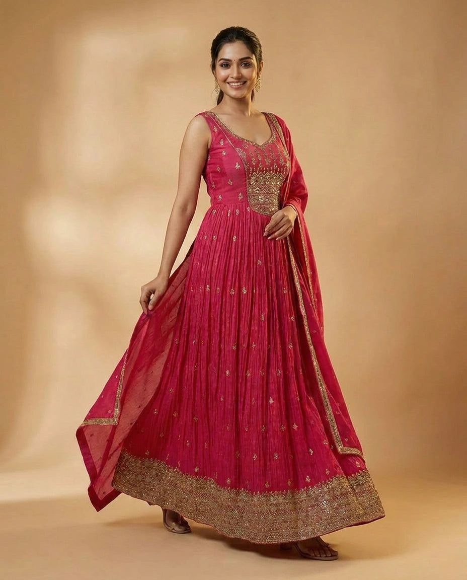Dola Silk Anarkali Suit - Rangoli India