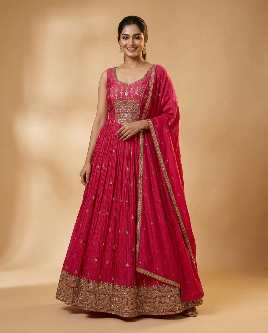 Dola Silk Anarkali Suit - Rangoli India