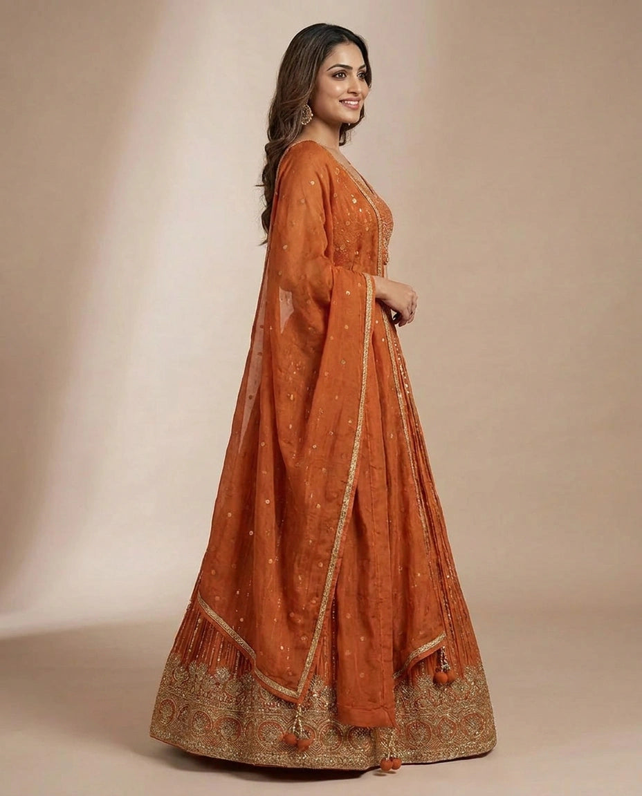 Chinon Croptop Lehenga - Rangoli India