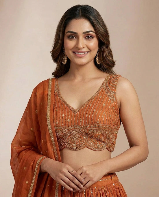Chinon Croptop Lehenga - Rangoli India