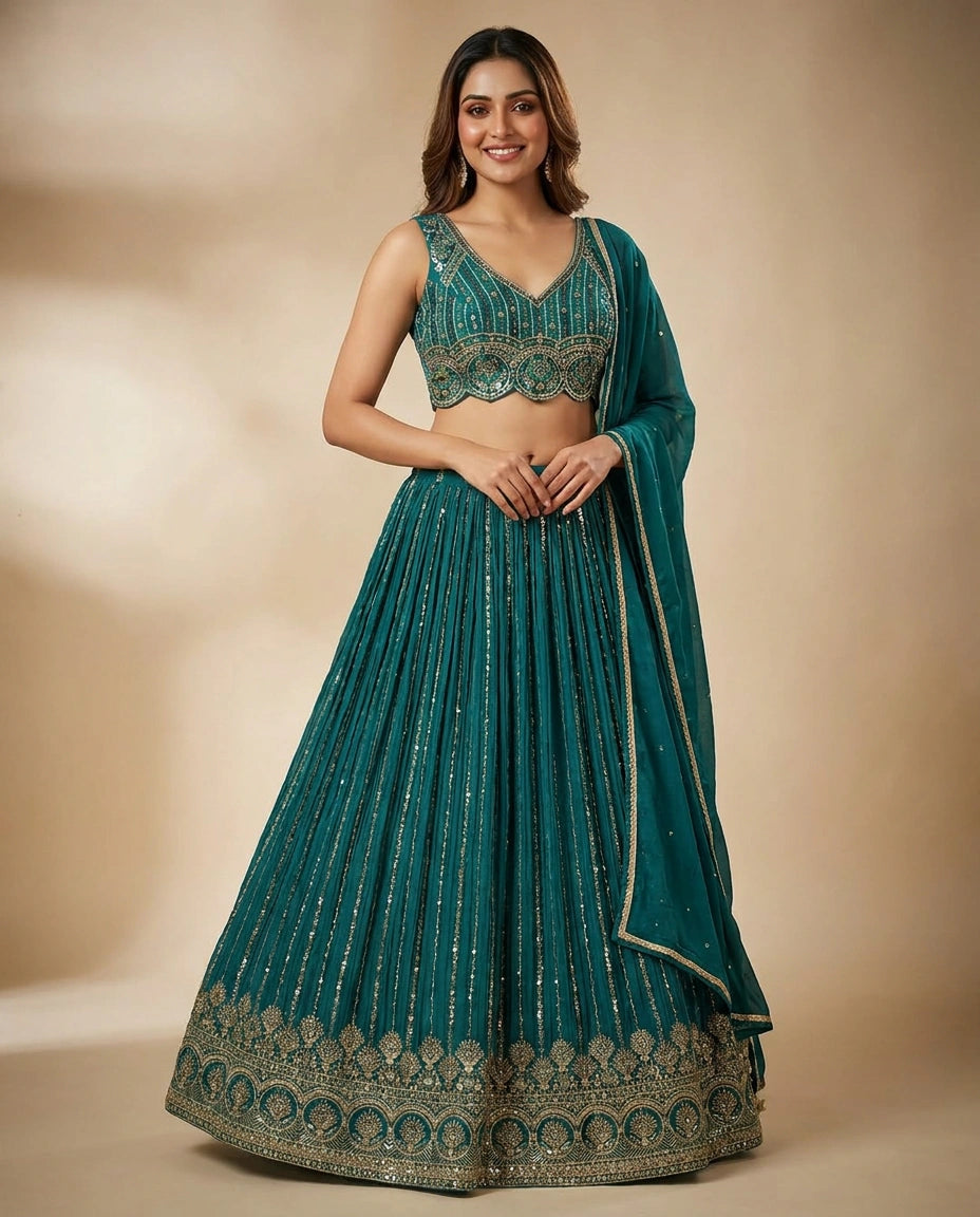 Chinon Croptop Lehenga - Rangoli India