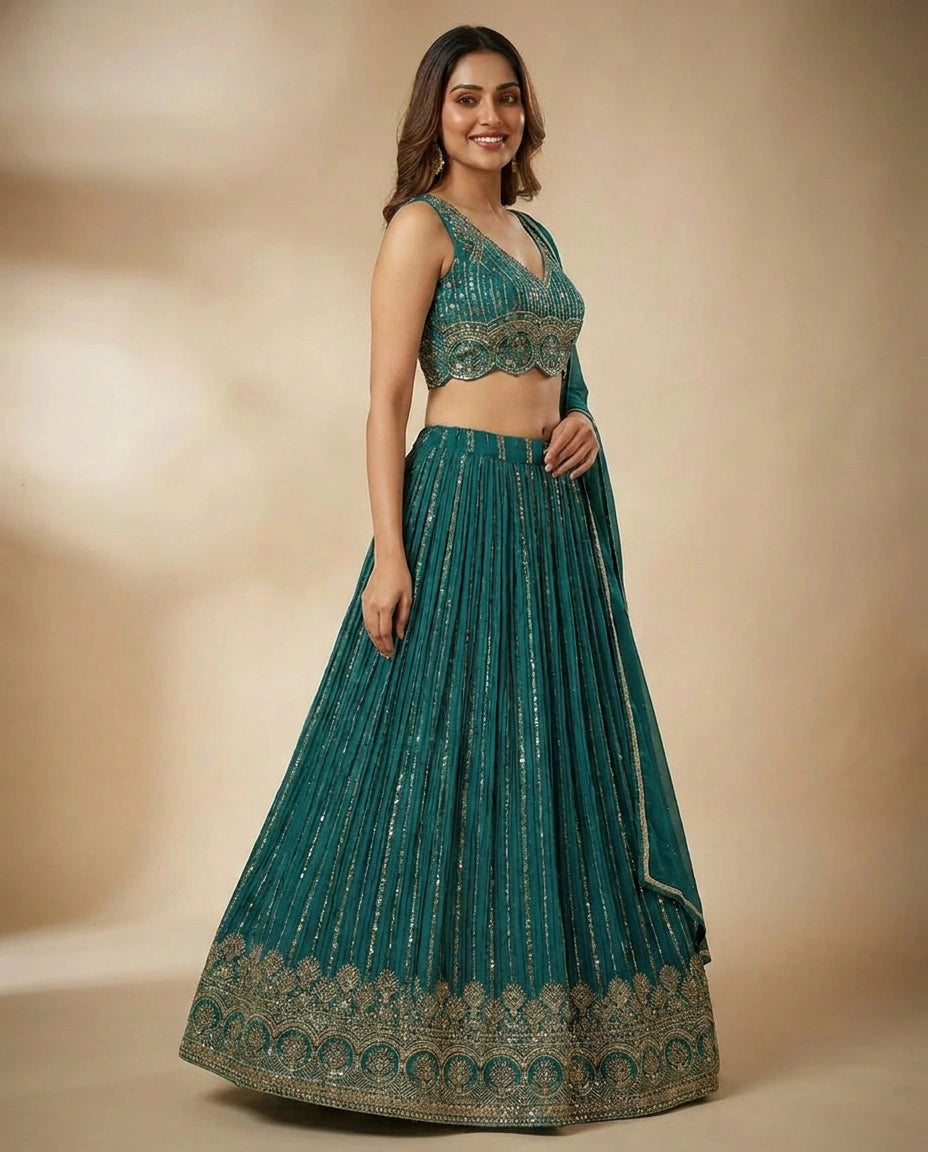 Chinon Croptop Lehenga - Rangoli India