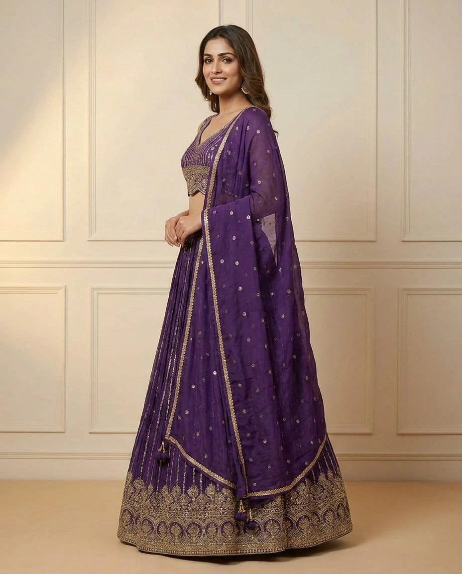 Chinon Croptop Lehenga - Rangoli India