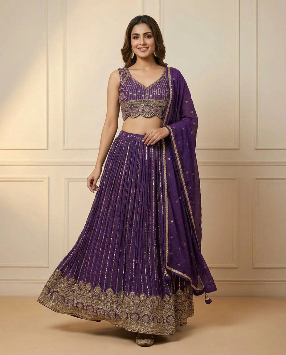 Chinon Croptop Lehenga - Rangoli India