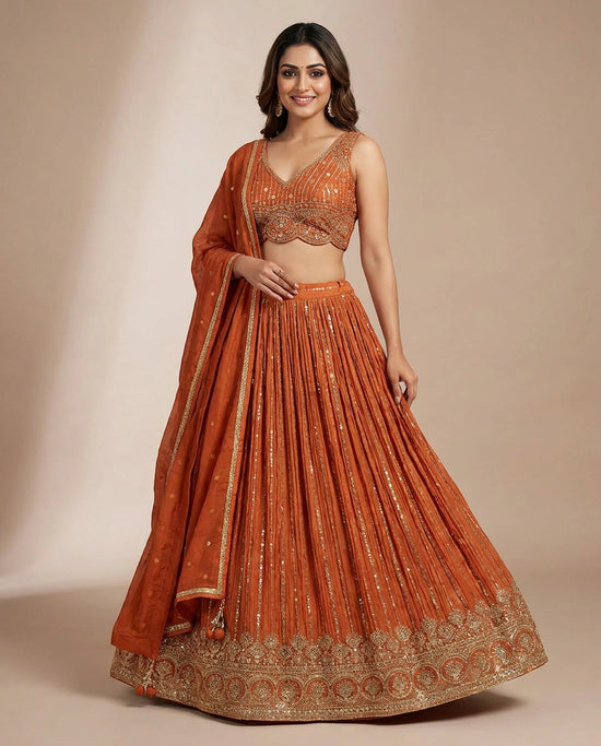 Chinon Croptop Lehenga - Rangoli India
