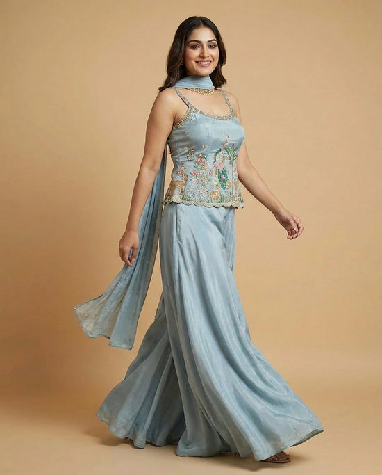 Tissue Palazzo Suit - Rangoli India