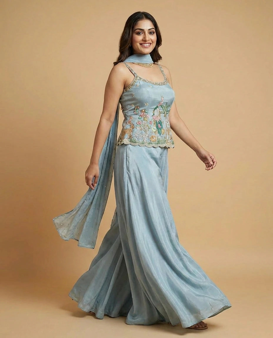 Tissue Palazzo Suit - Rangoli India