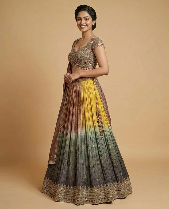 Tissue Croptop Lehenga - Rangoli India
